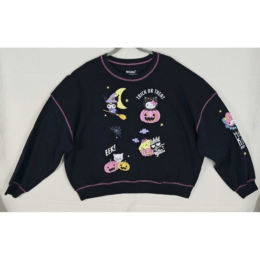 Hello Kitty Friends Halloween Sweatshirt XXL Black Fleece Trick Or Treat - Picture 2 of 10